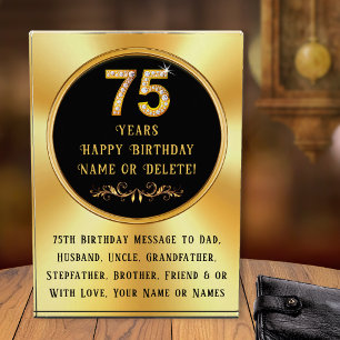 Personalized, 75th Birthday Presents for Men, Acrylic Award