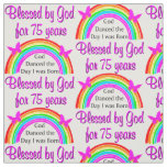 PERSONALIZED 75TH BIRTHDAY RAINBOW DESIGN FABRIC