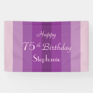 Personalized 75th Birthday Sign Purple Stripes