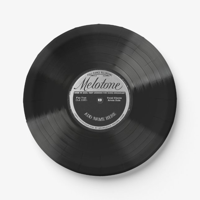 Personalized 78 Vinyl Record Design Paper Plates (Front)
