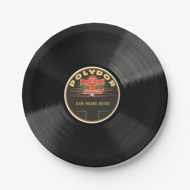 Personalized 78 Vinyl Record Design Paper Plates (Front)