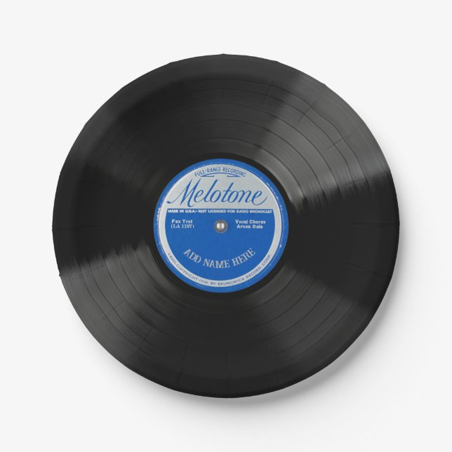 Personalized 78 Vinyl Record Design Paper Plates (Front)