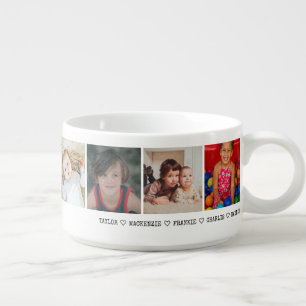Personalized 7 Photo and Love Heart Detail Text Bowl