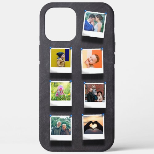 Personalized 7 Photo Collage Chic Black Chalkboard iPhone 12 Pro Max Case