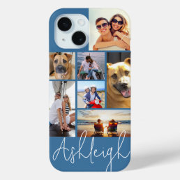 Personalized 7 Photo Collage Custom Colors iPhone 15 Case