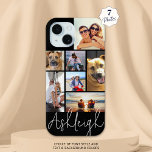 Personalized 7 Photo Collage Custom Colors iPhone 15 Case<br><div class="desc">Create your own personalized photo collage custom cell phone case utilizing this easy-to-upload photo template design with 7 pictures in different sizes and shapes with your custom text (name or monogram) in editable font styles and colors against your choice of background color (shown with a white name in chic handwritten...</div>