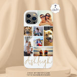 Personalized 7 Photo Collage Custom Colors Case-Mate iPhone 14 Case<br><div class="desc">Create your own personalized photo collage custom cell phone case utilizing this easy-to-upload photo template design with 7 pictures in different sizes and shapes with your custom text (name or monogram) in editable font styles and colors against your choice of background color (shown with a gold name in chic handwritten...</div>