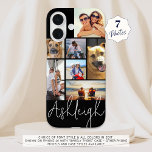 Personalized 7 Photo Collage Custom Colors iPhone 16 Case<br><div class="desc">Create your own personalized custom color photo cell phone case utilizing this easy-to-upload photo collage template with 7 pictures in different sizes and shapes and your name in your choice of font style and all colors (shown with a chic handwritten signature style font in white on a black background). PHONE...</div>