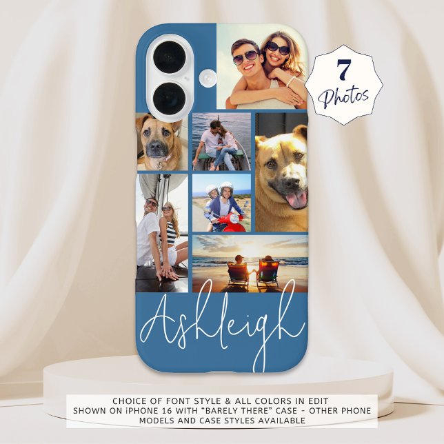 Personalized 7 Photo Collage Custom Colors Case-Mate iPhone Case (Creator Uploaded)