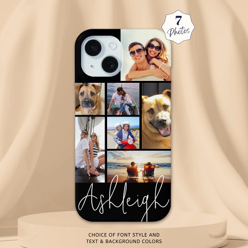 Personalized 7 Photo Collage Custom Colors iPhone 15 Case