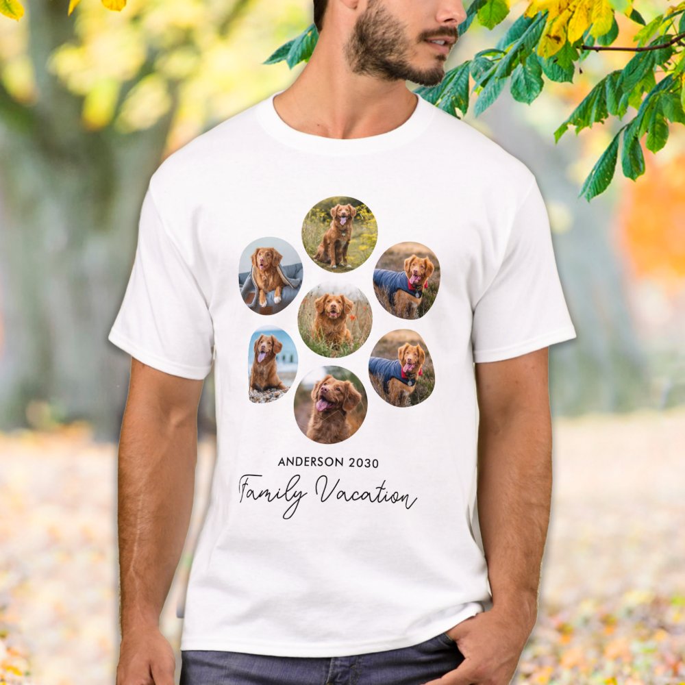 Discover Personalized 7 Photo Collage Family Vacation T-Shirt