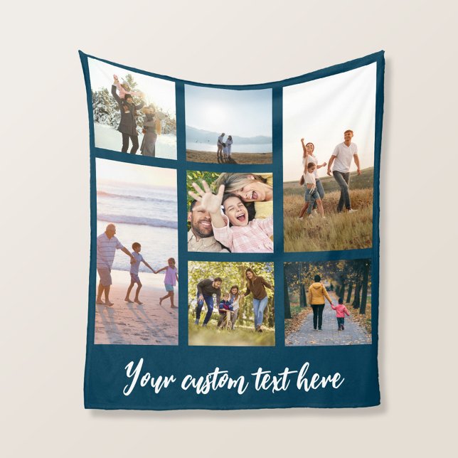 Personalized 7 Photo Collage Fleece Blanket (Creator Uploaded)