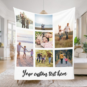 Personalized 7 Photo Collage Fleece Blanket