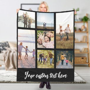 Personalized 7 Photo Collage Fleece Blanket