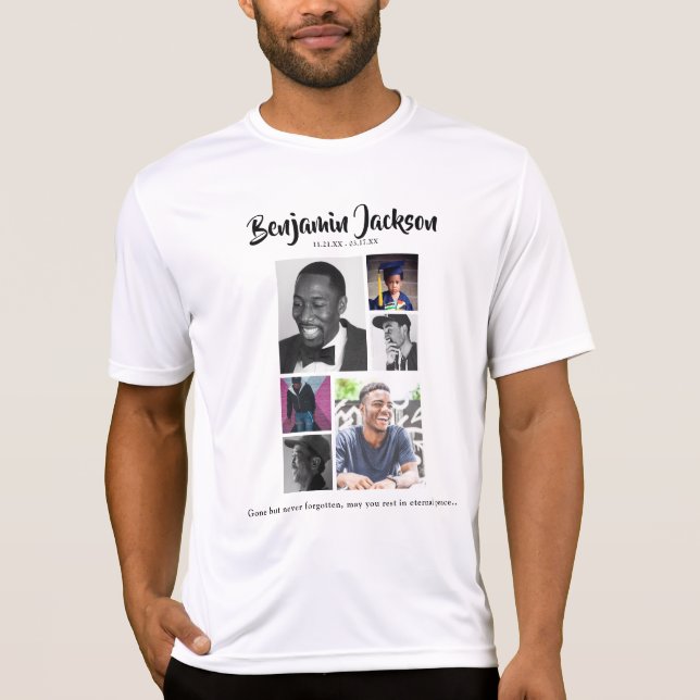 Personalized 7 Photo Collage Memorial T-Shirt (Front)