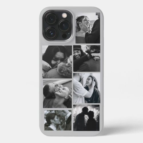 Personalized 7 Photo Collage on Grey Case