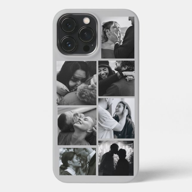 Personalized 7 Photo Collage on Grey Case (Back)