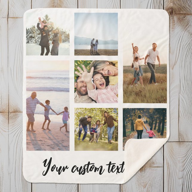 Personalized 7 Photo Collage Sherpa Blanket (Creator Uploaded)