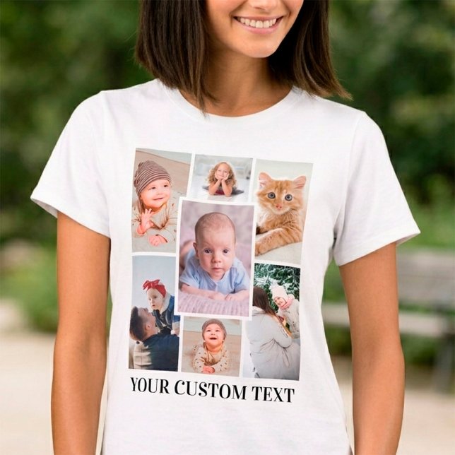 Personalized 7 Photo Collage with Custom Text T-Shirt (Personalized 7 Photo Collage with Custom Text T-Shirt)