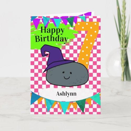 Personalized 7th Birthday Halloween Witch Card