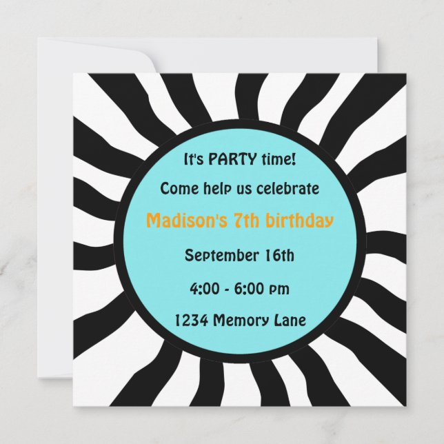 Personalized 7th Birthday Party Invitation (Front)