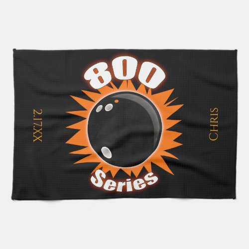 Personalized 800 Series in Black  Orange Bowling Kitchen Towel