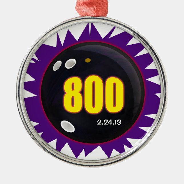 Personalized 800 Series in Bowling, Metal Ornament (Front)