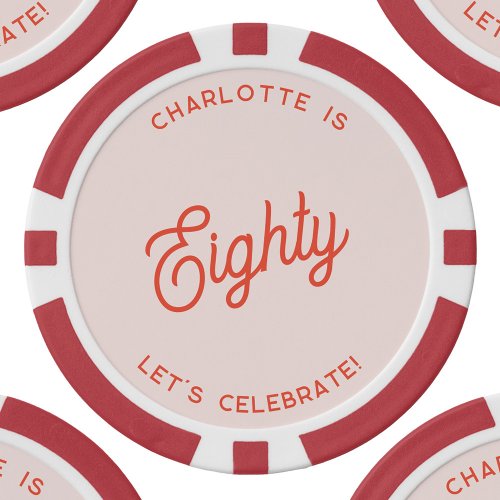 Personalized 80 Eighty Eightieth Birthday Poker Chips