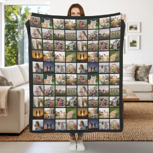 Personalized 80 Photo Collage Fleece Blanket