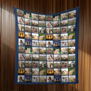 Personalized 80 Photo Collage Fleece Blanket