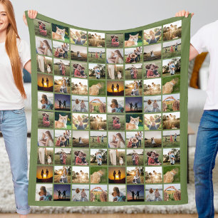 Personalized 80 Photo Collage Fleece Blanket