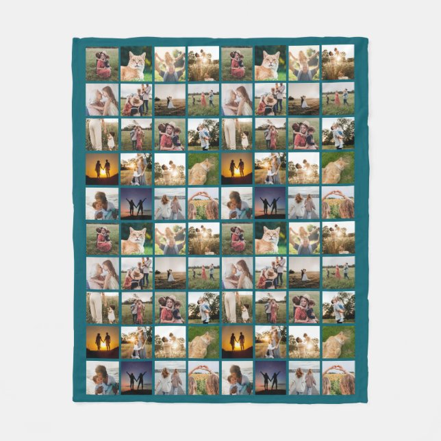 Personalized 80 Photo Collage Fleece Blanket (Front)