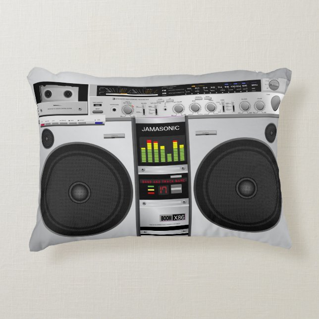 Personalized 80's Retro Boombox Pillow (Front)