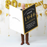 Personalized 80th Birthday 1946 Black Gold Huge Card<br><div class="desc">Celebrate a monumental 80th Birthday in a truly unforgettable way with this huge, personalized card! Perfect for someone special born in 1946, this giant card makes an incredible statement and a memorable keepsake. The elegant, vintage-inspired design features a classic black and gold theme with a sophisticated font. The front proudly...</div>