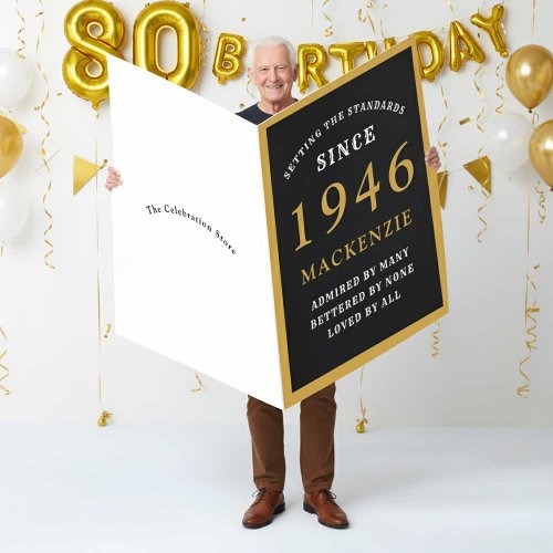Personalized 80th Birthday 1946 Black Gold Huge