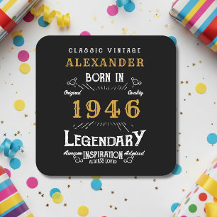 Personalized 80th Birthday 1946 Vintage Legend Square Paper Coaster