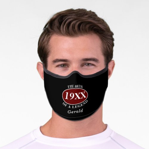Personalized 80th Birthday Birth Of A Legend Black Premium Face Mask