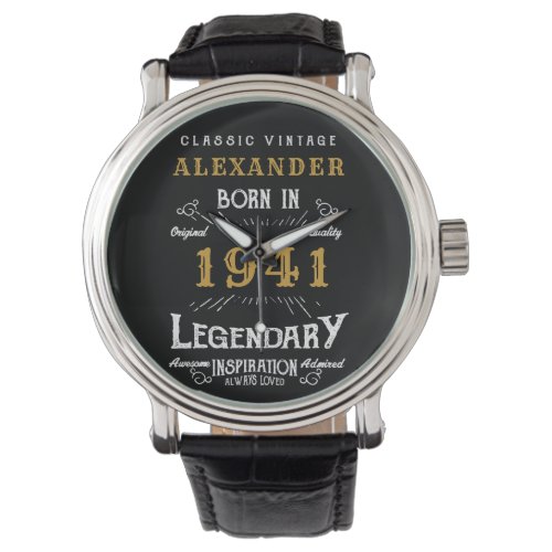 Personalized 80th Birthday Born 1941 Vintage Black Watch