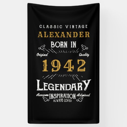 Personalized 80th Birthday Born 1942 Vintage Black Banner