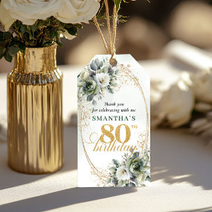 Personalized 80th Birthday Botanical Gift Tag