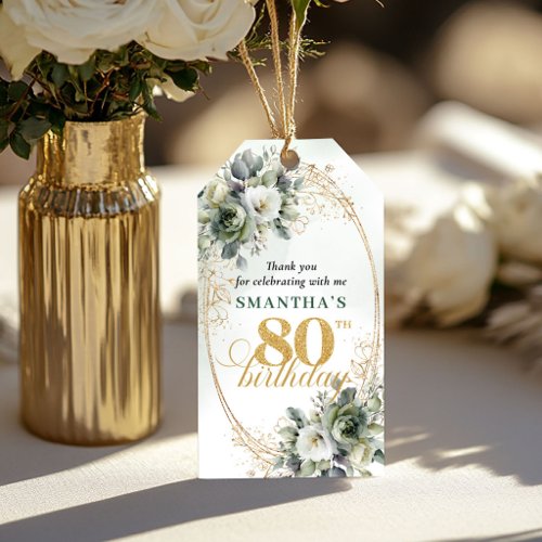 Personalized 80th Birthday Botanical Gift Tag