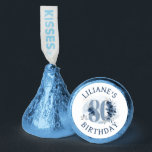 Personalized 80th Birthday Floral Number 80 Hershey®'s Kisses®<br><div class="desc">Personalized 80th birthday candy with fully editable wording to personalize as you wish. Design features number 80 decorated with rose buds,  flower blooms and foliage in shades of coastal blue and sand. Subtle feminine and elegant design with watercolor floral arrangements,  paint splatters and brush strokes.</div>