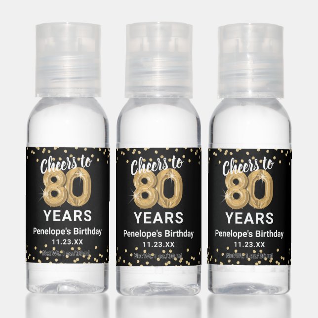 Personalized 80th Birthday Hand Sanitizer (Set)