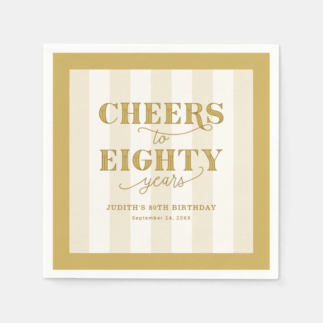 Personalized 80th Birthday Party Paper Napkin (Front)