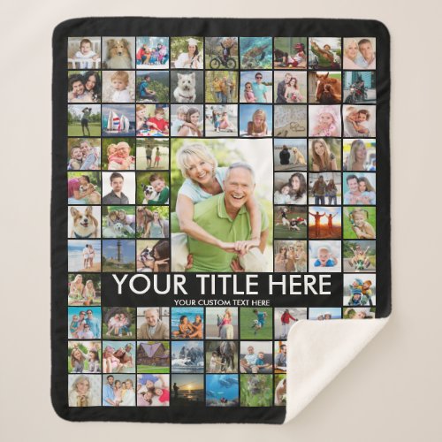 Personalized 81 Photo Collage Custom Color Sherpa Blanket