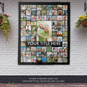 Personalized 81 Photo Collage Custom Color Tapestry