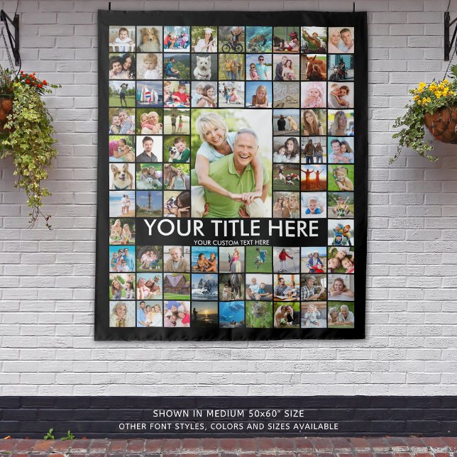 Personalized 81 Photo Collage Custom Color Tapestry (Creator Uploaded)