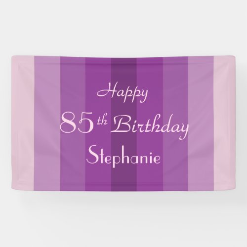 Personalized 85th Birthday Sign Purple Stripes