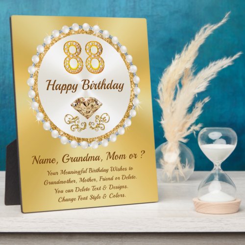 Personalized 88th Birthday Gift Ideas Birthday  Plaque