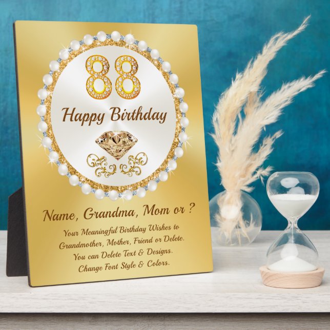 Personalized, 88th Birthday Gift Ideas, Birthday  Plaque (Side)